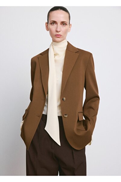 MANGO Woman Kapaklı cepli düz kesim blazer ceket