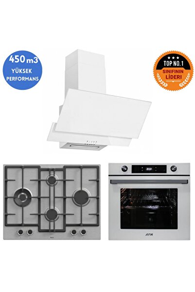 Ferre ve AFM Tech MARKA QRS Turbolu İnox- Beyaz Dijital Ankastre Set (ED071-W...