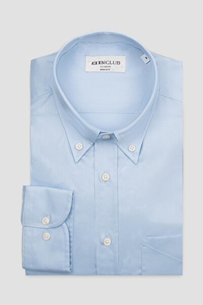 Abbate Bb Club Mike Oxford Cotton Polyester Regular Fit Light Blue Button-Dow...