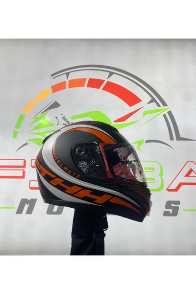 thh FİBBA T-41 Turuncu-Beyaz Full Face Kask
