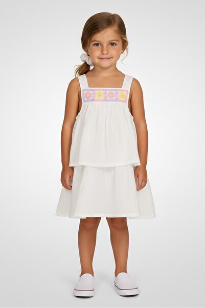 NANETTE LEPORE Toddlers Girl 2Pcs Embroidered Dress With Scrunchie Set, White