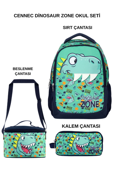 ÜMİT ÇANTA Cennec Dinosaur Zone 3-Piece School Set