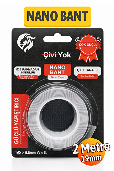Badem10 (1 Adet) Çift Taraflı İz Bırakmayan Nano Bant Çivi Gerektirmeyen Güçl...