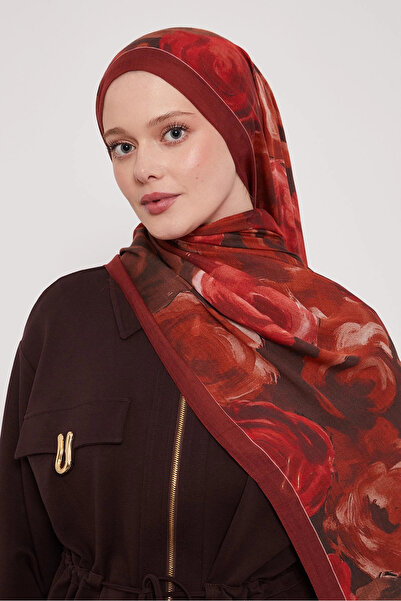 LuvenSara Patterned Silk Shawl - Ruby Burgundy