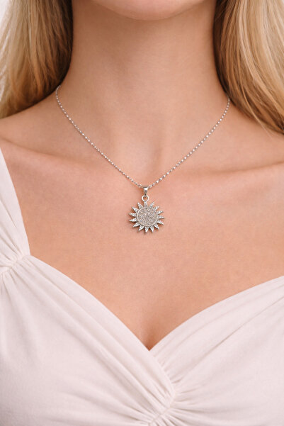 femline قلادة نسائية من الحجر اللامع مع شكل الشمس