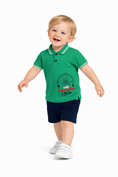 Chicsy Baby Baby Boy Polo Collar Printed Tshirt Shorts Summer Set