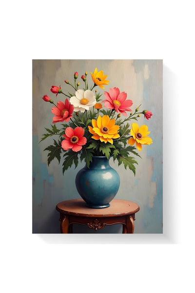Printees Painting - Still life - Vase with flowers - Canvas on frame