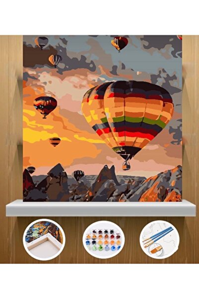 CNSHOBİ Sayılarla Boyama Seti 30x40 cm – Kapadokya Manzarası | Tuval Üzeri Ho...