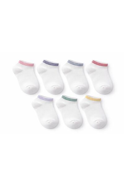 SOLDE SOCKS 7’li Çocuk/Genç/Yetişkin Pamuklu Günlük Çorap – Çizgili & Düz Ren...