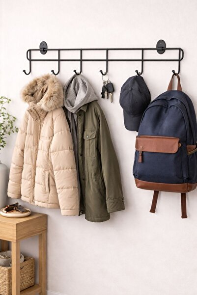 TncPatiShop 6'lı Yapışkanlı Kapı Arkası Metal Askılık Banyo Duvar Elbise Kıya...