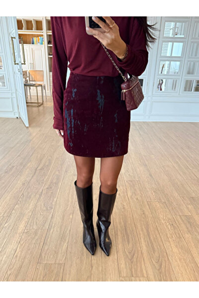 My Blog Marineblau-Burgunderroter Minirock mit Farbverlauf aus 100 % Baumwoll...