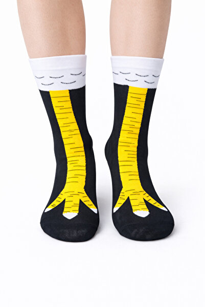 AKIN LİFE Tavuk Ayağı Desenli Eğlenceli Unisex Çorap – Komik & Eğlenceli Tasarım