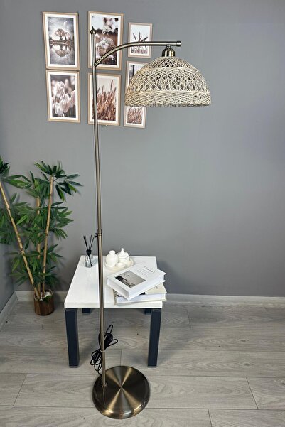 Bamyum Bohem Recycle İplik Jüt El Yapımı Alaca Ekru Eskitme Askı Gövde Lambad...