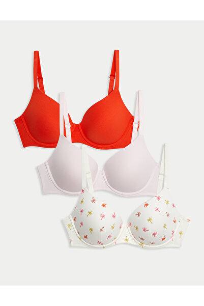 Marks & Spencer 3'lü Destekli Pamuklu T-Shirt Sütyeni Seti