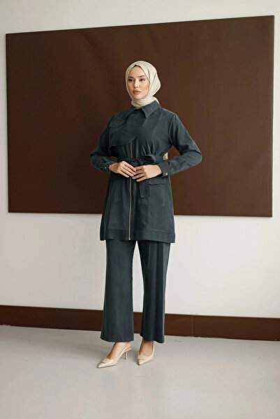 DEFNECE BUTİK Meyra Belted Stylish Suit - Black