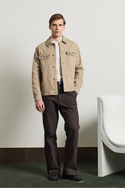 Danger Men's Embroidered Denim Jacket Mink