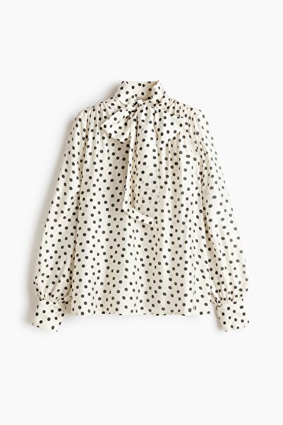H&M Yakası Bağcıklı Şifon Bluz