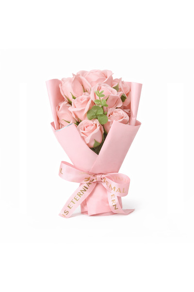 Bsr Buchet cu 9 trandafiri din sapun, parfumat, cutie cadou, plastic, roz, 27 cm