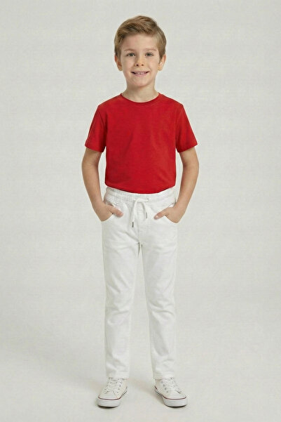 nacar çarşı Dečačke bele pantalone sa elastičnim strukom i vezanjem Lan 23. a...