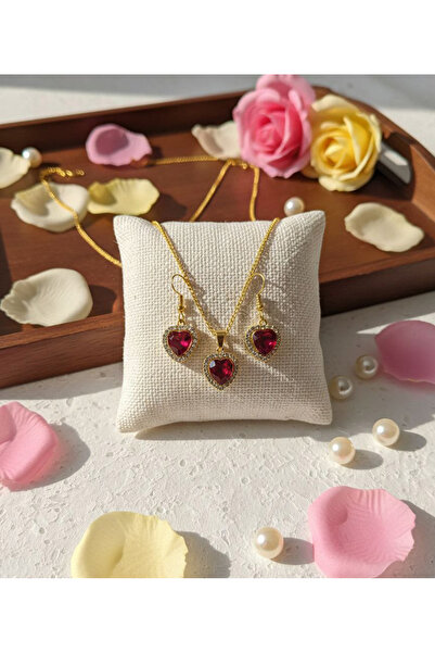 Shiklik 2-Piece Gold Color Zircon Stone Heart Figured Model Jewelry Set - 60 ...