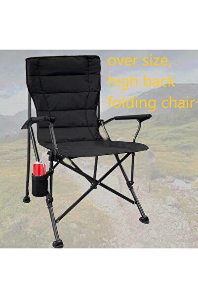 ALSafi-EST Folding Camping Chair, Oversize, Heavy Duty, Padded Chair with Cup...