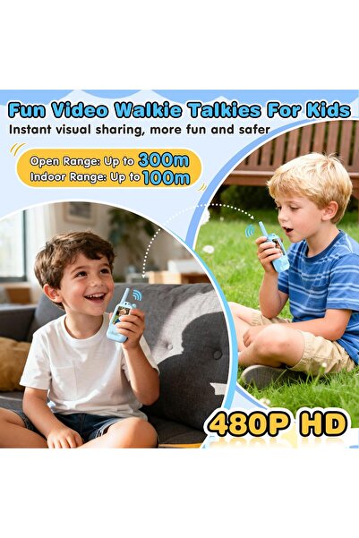Voltres Walkie Talkie Video copii, 2 Statii cu Functie Video, Baterie Reincarcabila, Cadou Copii 3-12 ani
