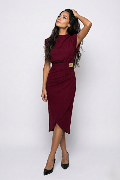 OLSAMODA Дамска Рокля без ръкави от гъвкав плат с изрязани подплънки и декори...