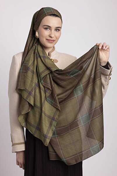 Ayshara Pera Patterned Double-Sided Shawl - Green
