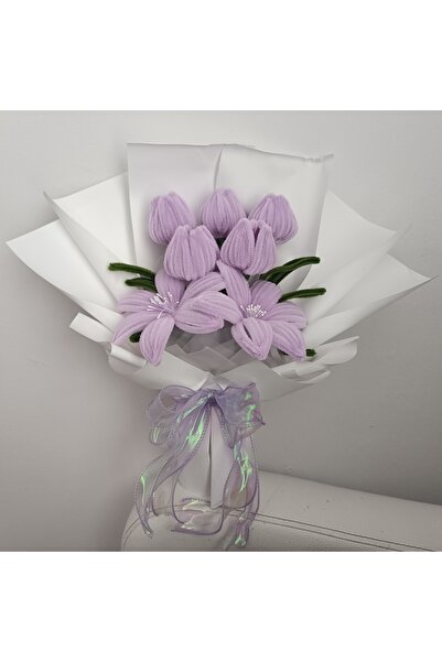 elisflowerss Mor el yapımı şönil çiçek buketi