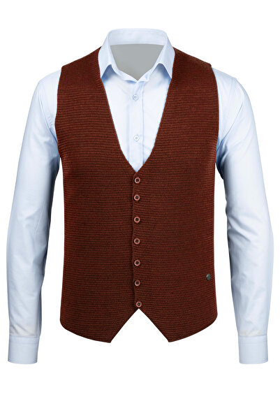 Çizgi Triko Men's Buttoned Sports / Classic Knitwear Knitted Sleeveless Vest ...