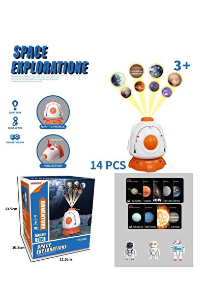 trendyhome Proiector de planete cu 3 figurine, astronaut, robot si extrateres...