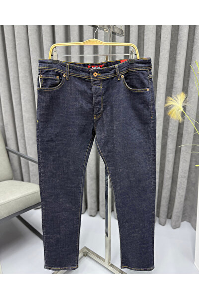 Avni Ceylan Men's Premium Dark Navy Blue Slim Fit Jean Denim Trousers