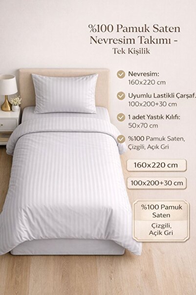 SHAL HOME Elastic Satin Striped Single Duvet Cover Set