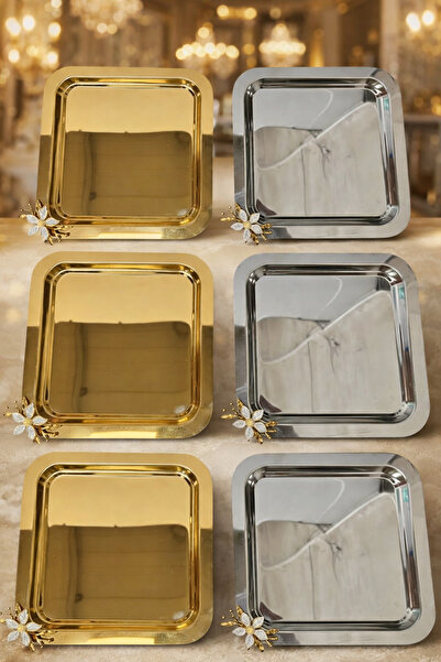 Fabrication 6-Piece Luxury Gold & Silver Stainless Steel Presentation Tray | ...
