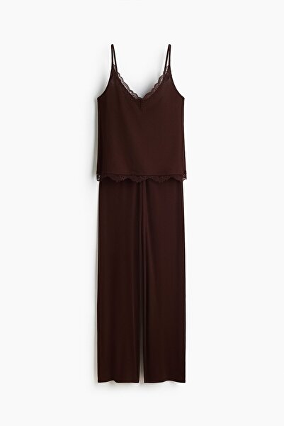 H&M Dantel Şeritli ve Ribanalı Pijama Takımı