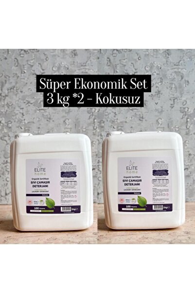 The Elite Home Organik ve Vegan Sertifikalı Sıvı Çamaşır Deterjanı kokusuz 3k...