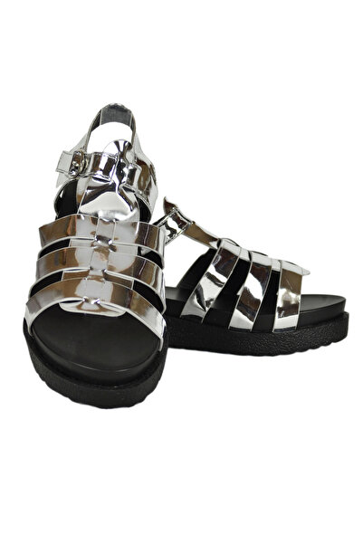 Elis Fashion Sandale argintii cu platforma de 5 cm #1802
