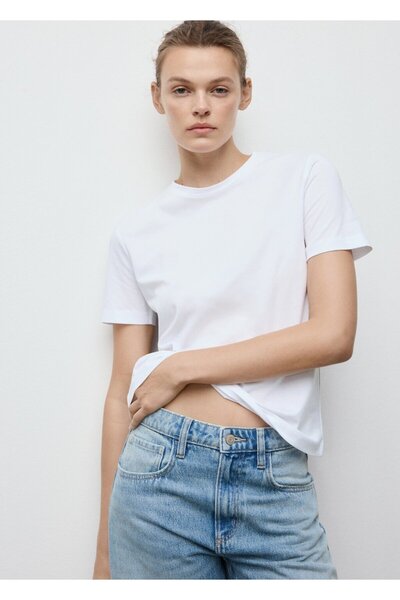 MANGO Woman Pamuklu kısa kollu tişört
