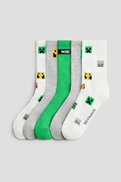 H&M 5'li Geçişli Motifli Çorap