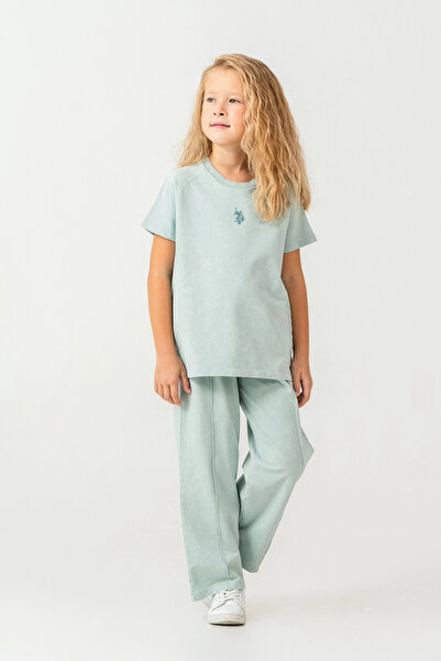 US Pollo Assn Costum dublu pentru fete - Verde apă