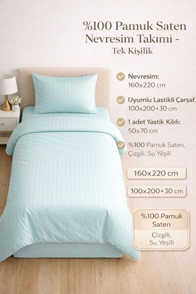 SHAL HOME Elastic Satin Striped Single Duvet Cover Set