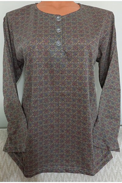 Anne Er Clothing Paper Print Combed Cotton Blouse Long Sleeve Front Buttoned ...