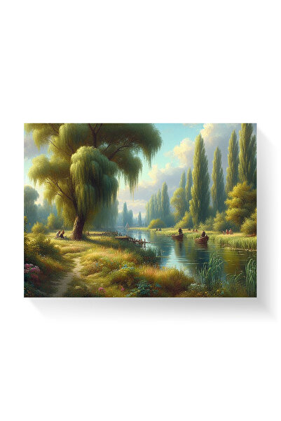 Printees Tablou - Salcie lângă râu - Canvas pe șasiu