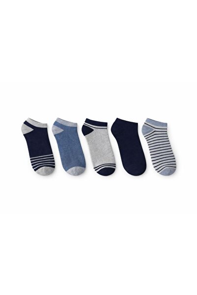 SOLDE SOCKS 5’li Çocuk Pamuklu Günlük Çorap – Renkli Düz ve Çizgili Desen, Yu...