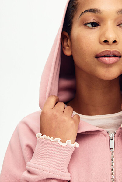 H&M Kapüşonlu Fermuarlı Büzgü Bağlı Üst