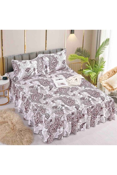 Inovius Ruffled Bed Sheet and 2 Fine Cotton Pillowcases - JOJ70