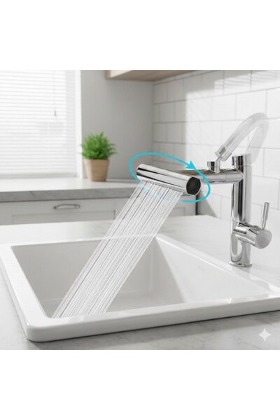 STANDART Oynar Döner Başlıklı Fonksiyonlu Musluk Ucu – Su Tasarruflu Perlatör...