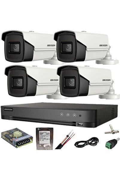Hikvision Surveillance System 4 Cameras 8MP IR 80M DVR 4K AcuSense with Acces...