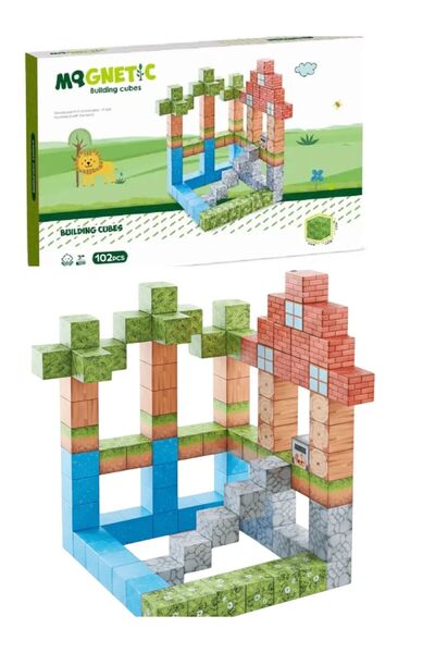 afreyz oyuncak Manyetik Yapı Blokları Minecraft Mıknatıslı 102 Parça Blok Par...