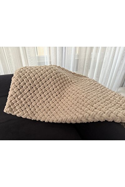 El Emeği Yeni Doğan ve Bebekler Için Kadife Ip El Örgüsü Battaniye